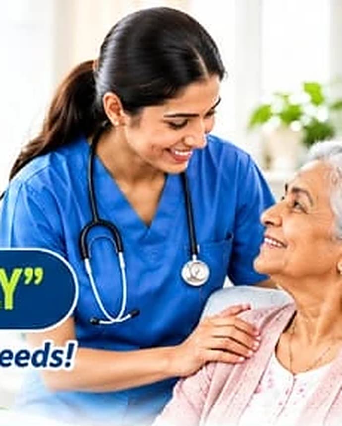 A caregiver assisting an adult at home
